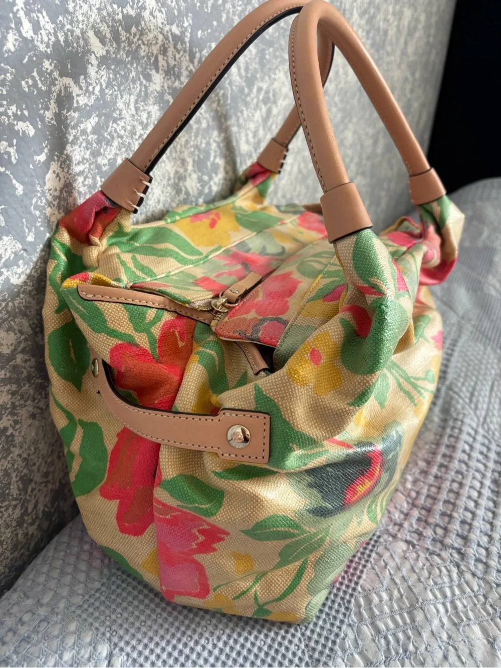 Kate Spade Stevie Blooming Grove Floral Canvas Satchel Multi WKRU0761 NWT